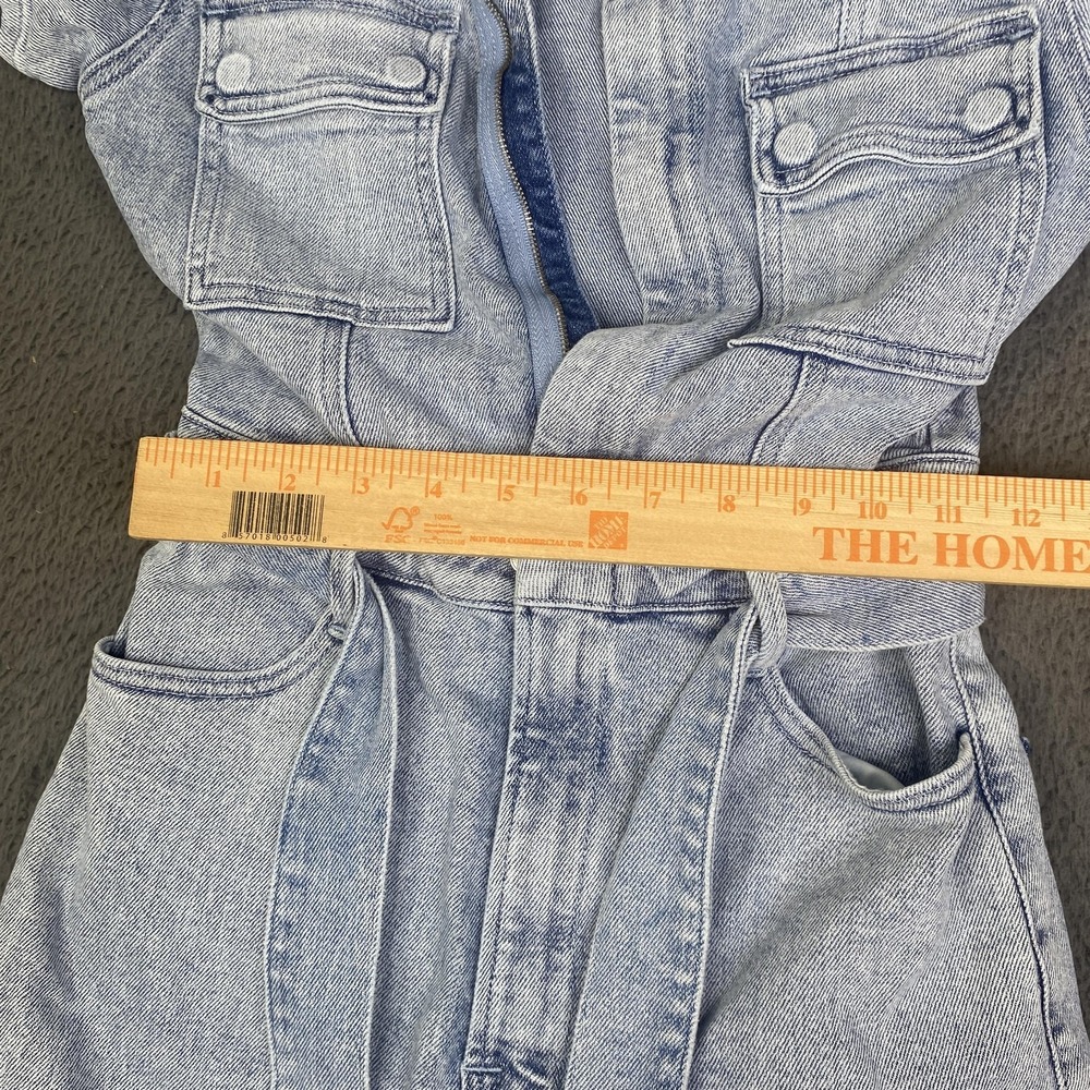 Good American Jumpsuit Womens Size 1 Light Wash Denim Short Sleeve Belted Blue - Picture 6 of 13